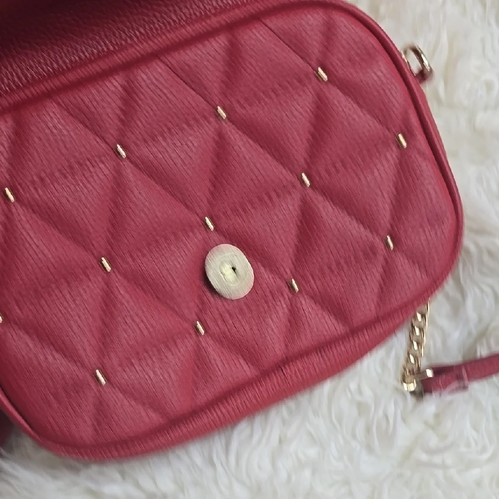 Kate Spade Red Quilted Crossbody Bag with Gold Details
